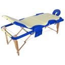Массажный стол складной деревянный Med-Mos JF-AY01 3-х бежевый с синей волной МСТ-103Л (PW3.20.12A)