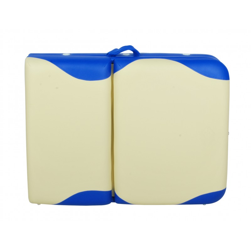 Массажный стол складной деревянный Med-Mos JF-AY01 3-х бежевый с синей волной МСТ-103Л (PW3.20.12A)