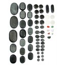 Набор массажных камней из базальта в коробке из бамбука (60 шт.) НК-3Б