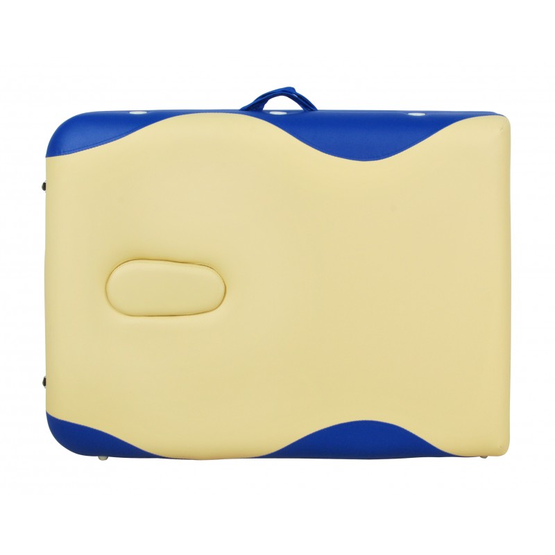 Массажный стол складной деревянный Med-Mos JF-AY01 2-х секционный бежевый с синей волной МСТ-003Л JF-AY01 (PW2.20.11A)