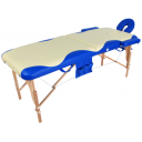 Массажный стол складной деревянный Med-Mos JF-AY01 2-х секционный бежевый с синей волной МСТ-003Л JF-AY01 (PW2.20.11A)