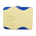 Массажный стол складной алюминиевый Med-Mos  JFAL01A 2-х секционный бежевый с синей волной  МСТ-002Л  (PA2.20.12A)