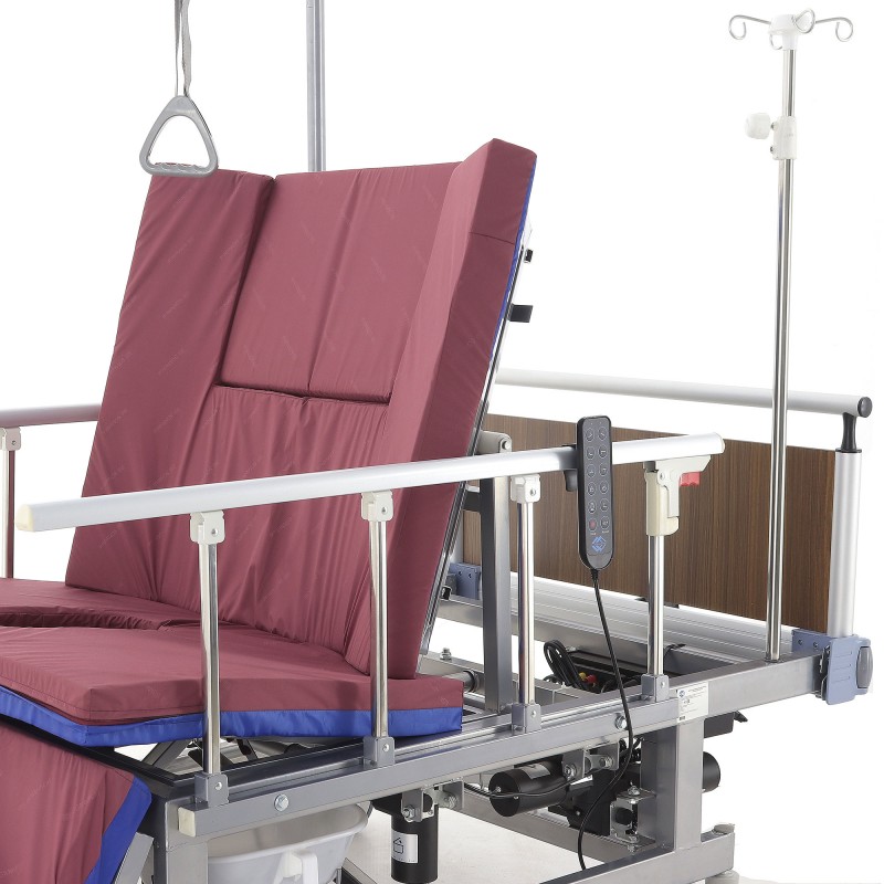 Кровать электрическая Med-Mos DB-11А (МЕ-5248Н-01) Алюм. с боковым переворачиванием, туалетным устройством и функцией «кардиокресло»